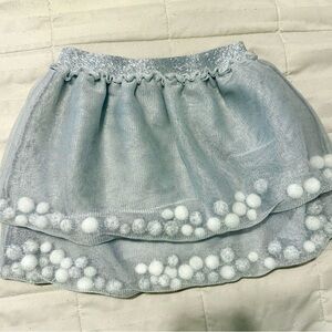 Silver Sparkle Pom Pom Skirt 5T